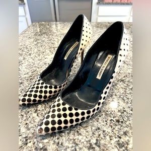 MANOLO Blahnik sz 40/9/10 Pump High Heels Spots Polka Dot Platforms Stilettos